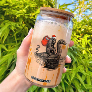 Funny Bigfoot Christmas Glass Can Sasquatch Loch Ness Cryptid Xmas TS14 White Print Your Wear