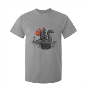 Funny Bigfoot Christmas T Shirt For Kid Sasquatch Loch Ness Cryptid Xmas TS14 Sport Gray Print Your Wear