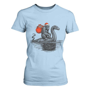 Funny Bigfoot Christmas T Shirt For Women Sasquatch Loch Ness Cryptid Xmas TS14 Light Blue Print Your Wear