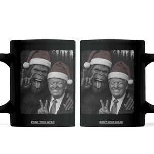 Funny Bigfoot Selfie Christmas Coffee Mug Sasquatch Trump Meme TS14 Black Print Your Wear