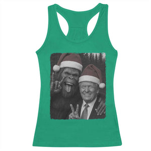 Funny Bigfoot Selfie Christmas Racerback Tank Top Sasquatch Trump Meme TS14 Irish Green Print Your Wear