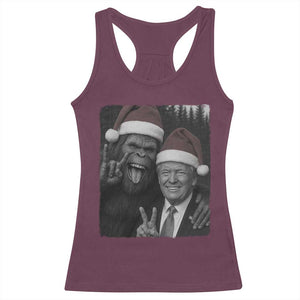 Funny Bigfoot Selfie Christmas Racerback Tank Top Sasquatch Trump Meme TS14 Maroon Print Your Wear
