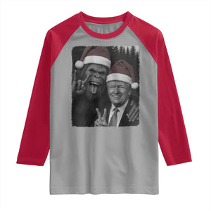 Funny Bigfoot Selfie Christmas Raglan Shirt Sasquatch Trump Meme TS14 Sport Gray Red Print Your Wear