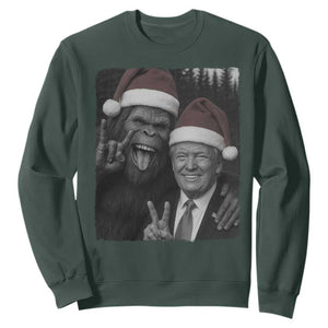 Funny Bigfoot Selfie Christmas Sweatshirt Sasquatch Trump Meme TS14 Dark Forest Green Print Your Wear