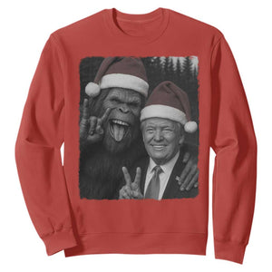 Funny Bigfoot Selfie Christmas Sweatshirt Sasquatch Trump Meme TS14 Red Print Your Wear