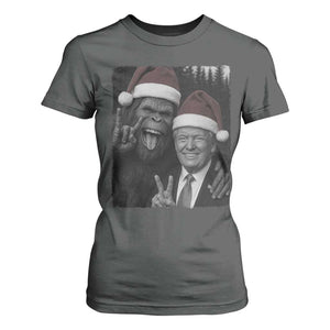 Funny Bigfoot Selfie Christmas T Shirt For Women Sasquatch Trump Meme TS14 Dark Heather Print Your Wear