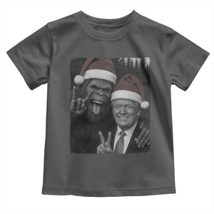 Funny Bigfoot Selfie Christmas Toddler T Shirt Sasquatch Trump Meme TS14 Dark Heather Print Your Wear