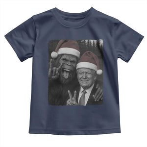 Funny Bigfoot Selfie Christmas Toddler T Shirt Sasquatch Trump Meme TS14 Navy Print Your Wear