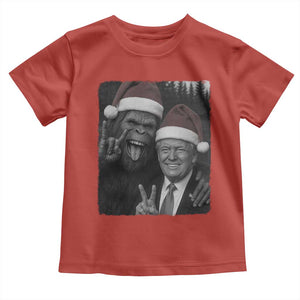 Funny Bigfoot Selfie Christmas Toddler T Shirt Sasquatch Trump Meme TS14 Red Print Your Wear