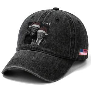 Funny Bigfoot Selfie Christmas Washed Cotton Baseball Cap Sasquatch Trump Meme TS14 Print Your Wear
