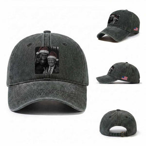 Funny Bigfoot Selfie Christmas Washed Cotton Baseball Cap Sasquatch Trump Meme TS14 Washed Cap Universal Fit Dark Green Print Your Wear