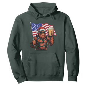 Bigfoot Beer Christmas Hoodie Sasquatch American Flag Patriotic TS14 Dark Forest Green Print Your Wear