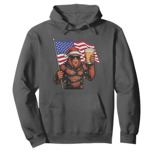 Bigfoot Beer Christmas Hoodie Sasquatch American Flag Patriotic TS14 Dark Heather Print Your Wear