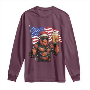 Bigfoot Beer Christmas Long Sleeve Shirt Sasquatch American Flag Patriotic TS14 Maroon Print Your Wear
