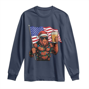 Bigfoot Beer Christmas Long Sleeve Shirt Sasquatch American Flag Patriotic TS14 Navy Print Your Wear