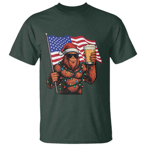 Bigfoot Beer Christmas T Shirt Sasquatch American Flag Patriotic TS14 Dark Forest Green Print Your Wear