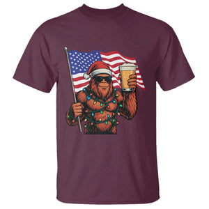 Bigfoot Beer Christmas T Shirt Sasquatch American Flag Patriotic TS14 Maroon Print Your Wear