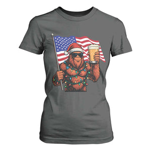 Bigfoot Beer Christmas T Shirt For Women Sasquatch American Flag Patriotic TS14 Dark Heather Print Your Wear