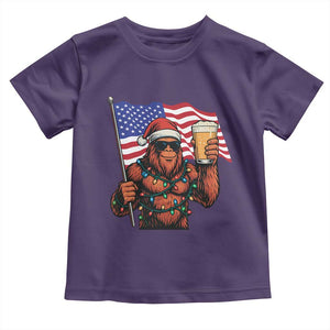 Bigfoot Beer Christmas Toddler T Shirt Sasquatch American Flag Patriotic TS14 Purple Print Your Wear