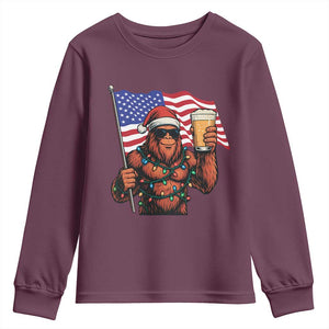 Bigfoot Beer Christmas Youth Sweatshirt Sasquatch American Flag Patriotic TS14 Maroon Print Your Wear