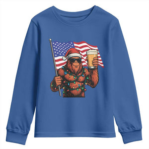 Bigfoot Beer Christmas Youth Sweatshirt Sasquatch American Flag Patriotic TS14 Royal Blue Print Your Wear