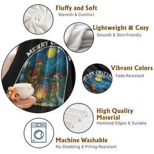 Funny Bigfoot Christmas Throw Blanket Sasquatch Alien Merry Cryptmas TS14 Print Your Wear