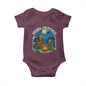 Funny Bigfoot Christmas Baby Onesie Sasquatch Alien Merry Cryptmas TS14 Maroon Print Your Wear