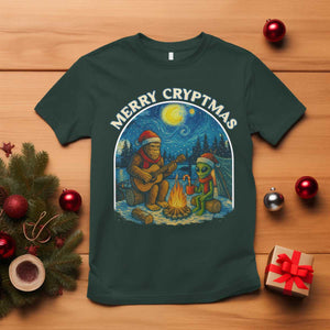 Funny Bigfoot Christmas T Shirt Sasquatch Alien Merry Cryptmas TS14 Dark Forest Green Print Your Wear