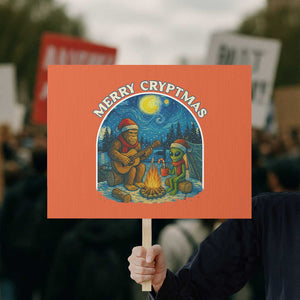 Funny Bigfoot Christmas Protest Sign Sasquatch Alien Merry Cryptmas TS14 Horizontal 18" × 24" Orange Print Your Wear