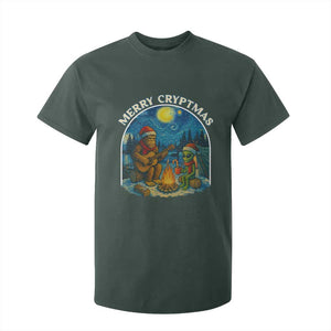 Funny Bigfoot Christmas T Shirt For Kid Sasquatch Alien Merry Cryptmas TS14 Dark Forest Green Print Your Wear