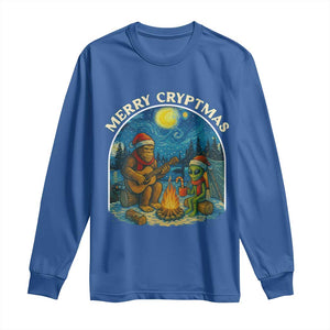 Funny Bigfoot Christmas Long Sleeve Shirt Sasquatch Alien Merry Cryptmas TS14 Royal Blue Print Your Wear