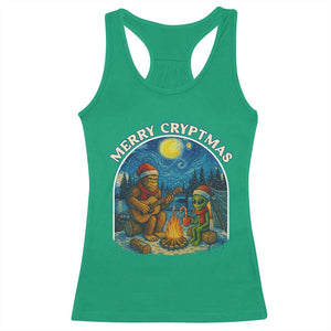 Funny Bigfoot Christmas Racerback Tank Top Sasquatch Alien Merry Cryptmas TS14 Irish Green Print Your Wear