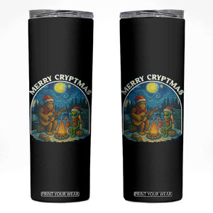 Funny Bigfoot Christmas Skinny Tumbler Sasquatch Alien Merry Cryptmas TS14 Black Print Your Wear