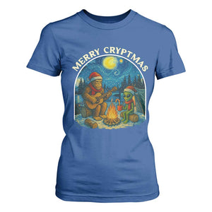 Funny Bigfoot Christmas T Shirt For Women Sasquatch Alien Merry Cryptmas TS14 Royal Blue Print Your Wear