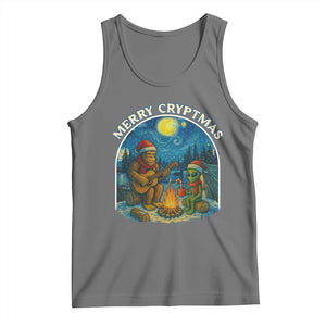 Funny Bigfoot Christmas Tank Top Sasquatch Alien Merry Cryptmas TS14 Black Heather Print Your Wear