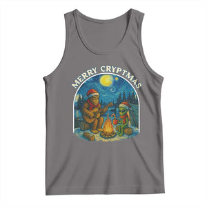 Funny Bigfoot Christmas Tank Top Sasquatch Alien Merry Cryptmas TS14 Deep Heather Print Your Wear