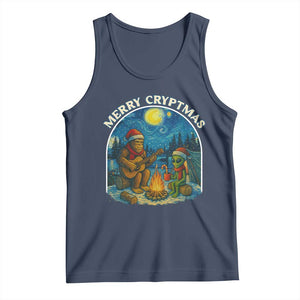 Funny Bigfoot Christmas Tank Top Sasquatch Alien Merry Cryptmas TS14 Navy Print Your Wear