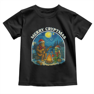 Funny Bigfoot Christmas Toddler T Shirt Sasquatch Alien Merry Cryptmas TS14 Black Print Your Wear