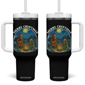 Funny Bigfoot Christmas Tumbler With Handle Sasquatch Alien Merry Cryptmas TS14 One Size: 40 oz Black Print Your Wear