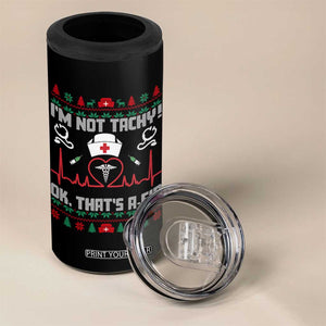 Funny Nurse Christmas 4 in 1 Can Cooler Tumbler I Am Not Tachy Ok That Is A Fib TS14 Print Your Wear