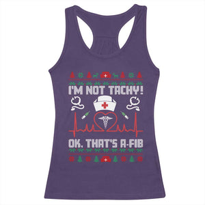 Funny Nurse Christmas Racerback Tank Top I Am Not Tachy Ok That Is A Fib TS14 Purple Print Your Wear