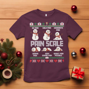 Pain Scale Snowman T Shirt Funny ICU Nurse Christmas TS14 Maroon Print Your Wear