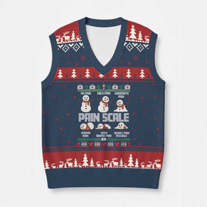 Pain Scale Snowman V-Neck Knit Sweater Vest Funny ICU Nurse Xmas TS14 Navy Red Print Your Wear