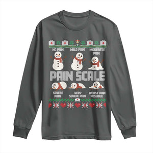 Pain Scale Snowman Long Sleeve Shirt Funny ICU Nurse Christmas TS14 Dark Heather Print Your Wear