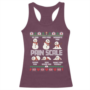Pain Scale Snowman Racerback Tank Top Funny ICU Nurse Christmas TS14 Maroon Print Your Wear