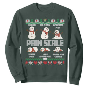 Pain Scale Snowman Sweatshirt Funny ICU Nurse Christmas TS14 Dark Forest Green Print Your Wear