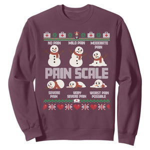 Pain Scale Snowman Sweatshirt Funny ICU Nurse Christmas TS14 Maroon Print Your Wear