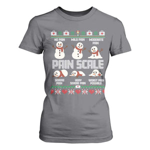Pain Scale Snowman T Shirt For Women Funny ICU Nurse Christmas - Print Your Wear