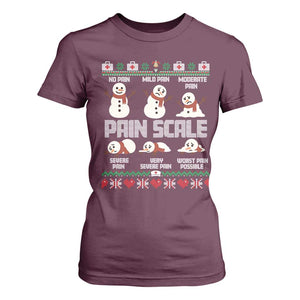 Pain Scale Snowman T Shirt For Women Funny ICU Nurse Christmas TS14 Maroon Print Your Wear