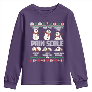 Pain Scale Snowman Youth Sweatshirt Funny ICU Nurse Christmas TS14 Purple Print Your Wear